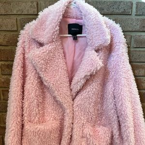 Forever 21 bright pink fluffy jacket.  2X. Very gently worn